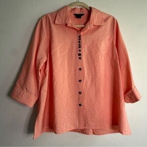 Ali Miles Peach Button-Down Shirt, Sz LP.